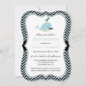 青ひげホエールシェブロン少年ベイビーシャワー 招待状 (正面)