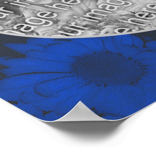 青ひまわり写真を追加パーソナライズされた ポスター (角)