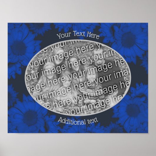 青ひまわり写真を追加パーソナライズされた ポスター (正面)