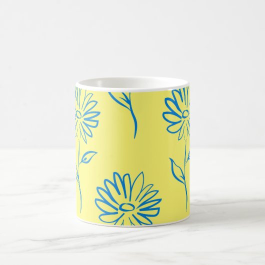 青ひまわり模様 コーヒーマグカップ (中央)