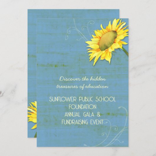 青ひまわり素朴をテーマにした募金イベント 招待状 (正面/裏面)