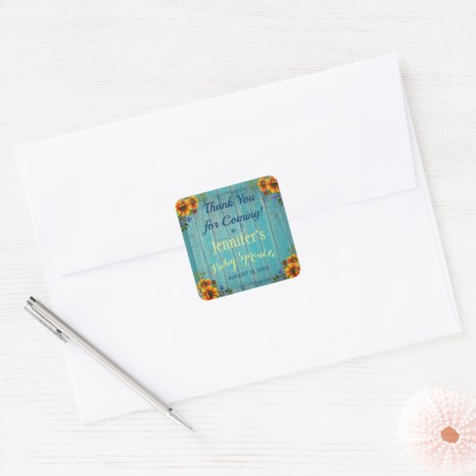 青ひまわり素朴ベビーふりかけありがとう スクエアシール (封筒)