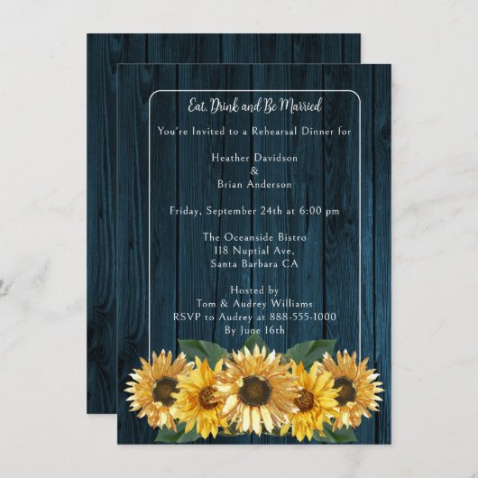 青ひまわり素朴リハーサルディナー 招待状 (正面/裏面)