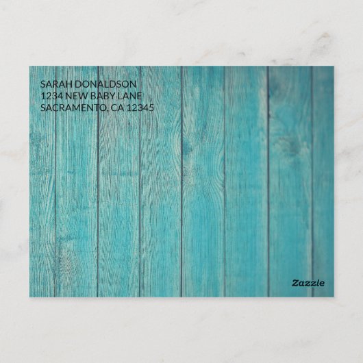 青ひまわり素朴赤ちゃんシャワー招待状 ポストカード (裏面)