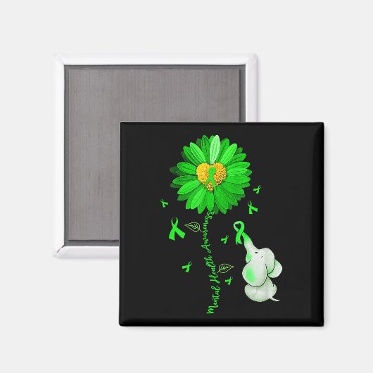 青ひまわり象皮服がメンタルヘルスを広げる マグネット (正面/裏面)