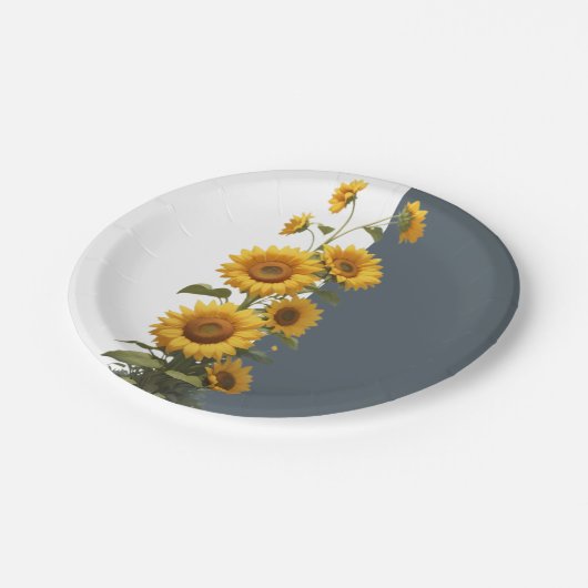 青ひまわり赤ちゃんシャワー ペーパープレート (アングル)