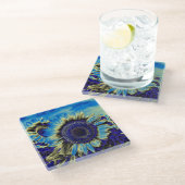 青ひまわり ガラスコースター (アングル)
