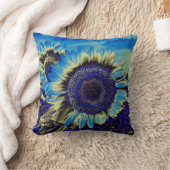 青ひまわり クッション (ブランケット)