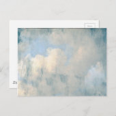 青ふわふわ絵画した雲の背景 ポストカード (正面/裏面)