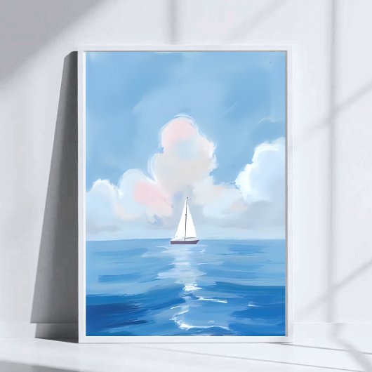 青への帆走 | 沿岸の帆船 海の絵画 ポスター