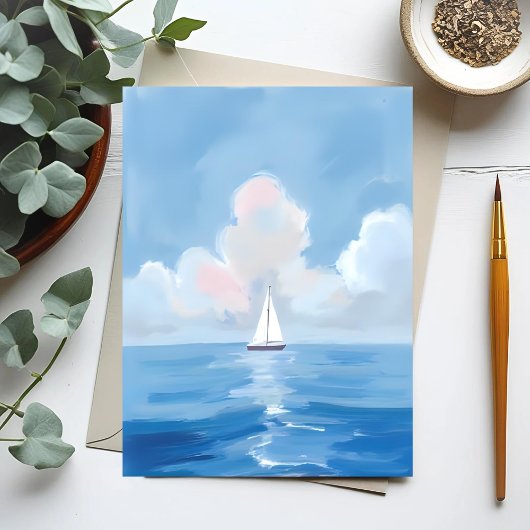 青への帆走 | 沿岸の帆船 海の絵画 ポストカード