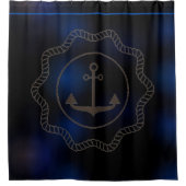 青ぼやけと黒の背景海洋要素 シャワーカーテン (正面)