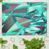 青またはシアンが赤い霧雨のイメージをストリークする キッチンタオル (折り畳み)