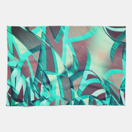 青またはシアンが赤い霧雨のイメージをストリークする キッチンタオル