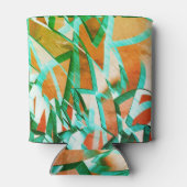 青またはシアンのストライプがラスティックな赤橙色の上に 缶クーラー (裏面)