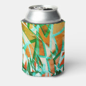 青またはシアンのストライプがラスティックな赤橙色の上に 缶クーラー (缶裏面)