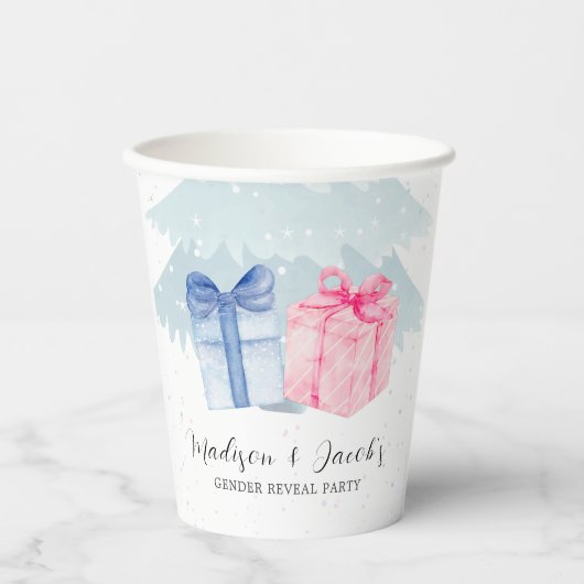 青またはピンクのギフト性別の表示 紙コップ (正面)