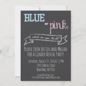 青またはピンクのジェンダーが赤ちゃんシャワーを明らかにする招待状 招待状 (正面)