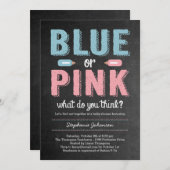青またはピンクのジェンダーリビールベビーシャワー招待状 招待状 (正面/裏面)