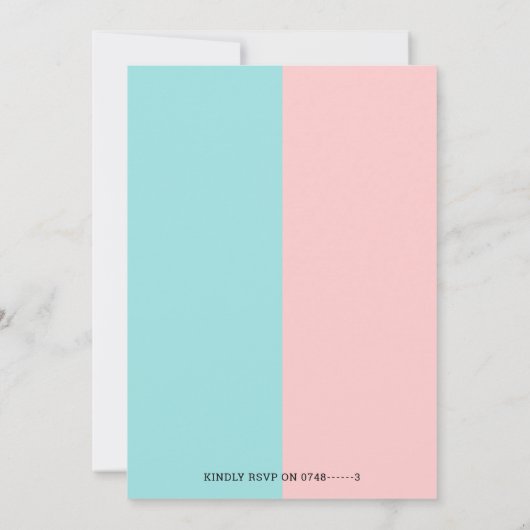 青またはピンクのスポーツスタジアムジェンダーの表示 招待状 (裏面)