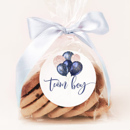 青またはピンクのバルーン性別がチームボーイを明らかにする ラウンドシール