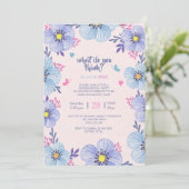 青またはピンクのフローラの性別表示招待状 招待状 (スタンド正面)