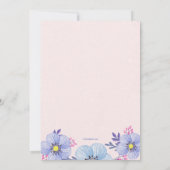 青またはピンクのフローラの性別表示招待状 招待状 (裏面)