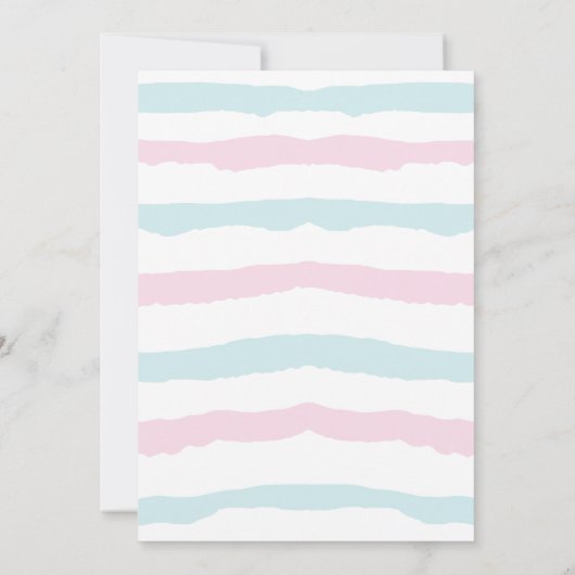 青またはピンクのベビーの性別表示パーティー 招待状 (裏面)