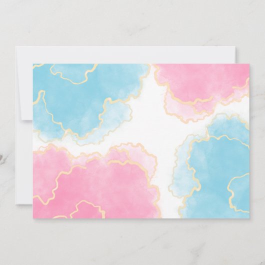 青またはピンクの少年または少女の性別の明るい写真 招待状 (裏面)