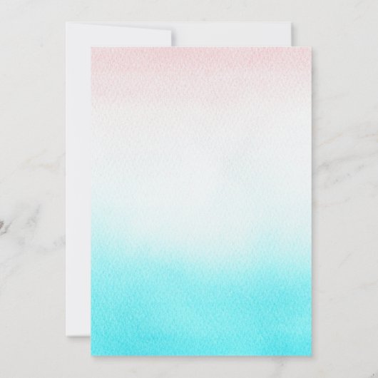 青またはピンクの性別が弓を明モダンらかに日本のする 招待状 (裏面)