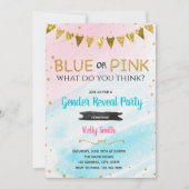 青またはピンクの性別が招待を明らかにする 招待状 (正面)