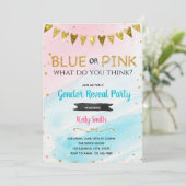 青またはピンクの性別が招待を明らかにする 招待状 (スタンド正面)