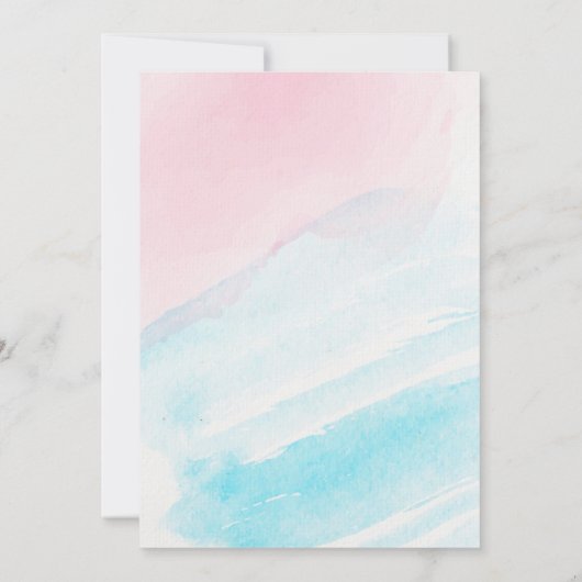 青またはピンクの性別が招待を明らかにする 招待状 (裏面)