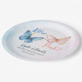 青またはピンクの性別が赤ちゃんのシャワーパーティーを明らかにする ペーパープレート (アングル)