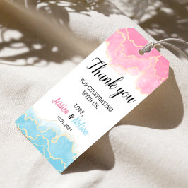 青またはピンクの性別感謝していが、贈り物のラベル ギフトタグ