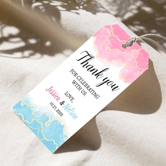 青またはピンクの性別感謝していが、贈り物のラベル ギフトタグ