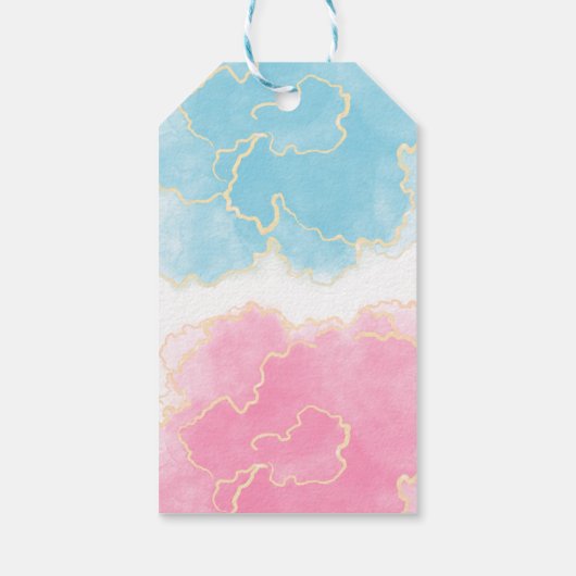 青またはピンクの性別感謝していが、贈り物のラベル ギフトタグ (裏面)