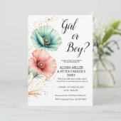 青またはピンクの水彩画 性別発表パーティー セーブザデート (スタンド正面)