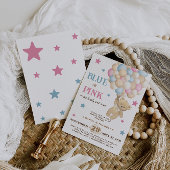 青またはピンクの水色の性モダン別表示 招待状