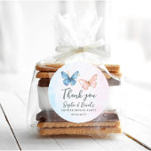 青またはピンクの蝶の性別発表パーティー ラウンドシール