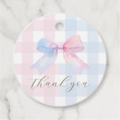 青またはピンクの赤ちゃんシャワーメッセージカード フェイバータグ (正面)