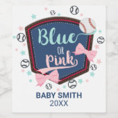 青またはピンクの野球または弓ジェンダーリビール紙 ワインラベル (シングルラベル)