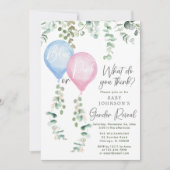 青またはピンクの風船の緑のジェンダーが明らかにする 招待状 (正面)