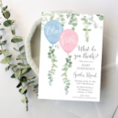 青またはピンクの風船の緑のジェンダーが明らかにする 招待状