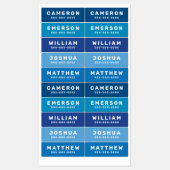 青または任意の色の名前と番号の防水 ラベル (シート)