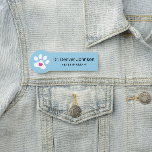 青または任意の色の獣医用ハートを使用したポープリント 名札 (インサイチュ)