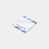 青または白いですまたは灰色ラインかストライプなパターン; 名前をカスタムする ポストイット (アングル)