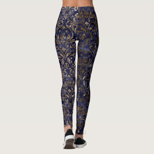 青または金ゴールドのビロードのダマスク織の女性のレギンス レギンス (裏面)