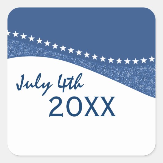 青まばゆいスターカーブステッカー スクエアシール (正面)