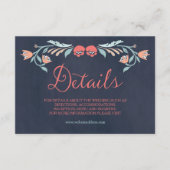 青みがかったエレガント黒板結婚フローラ詳細 エンクロージャーカード (正面)